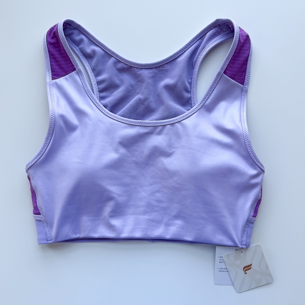 NEW Fabletics Medium Impact Shine Sports Bra Womens XS Fields of Lilac